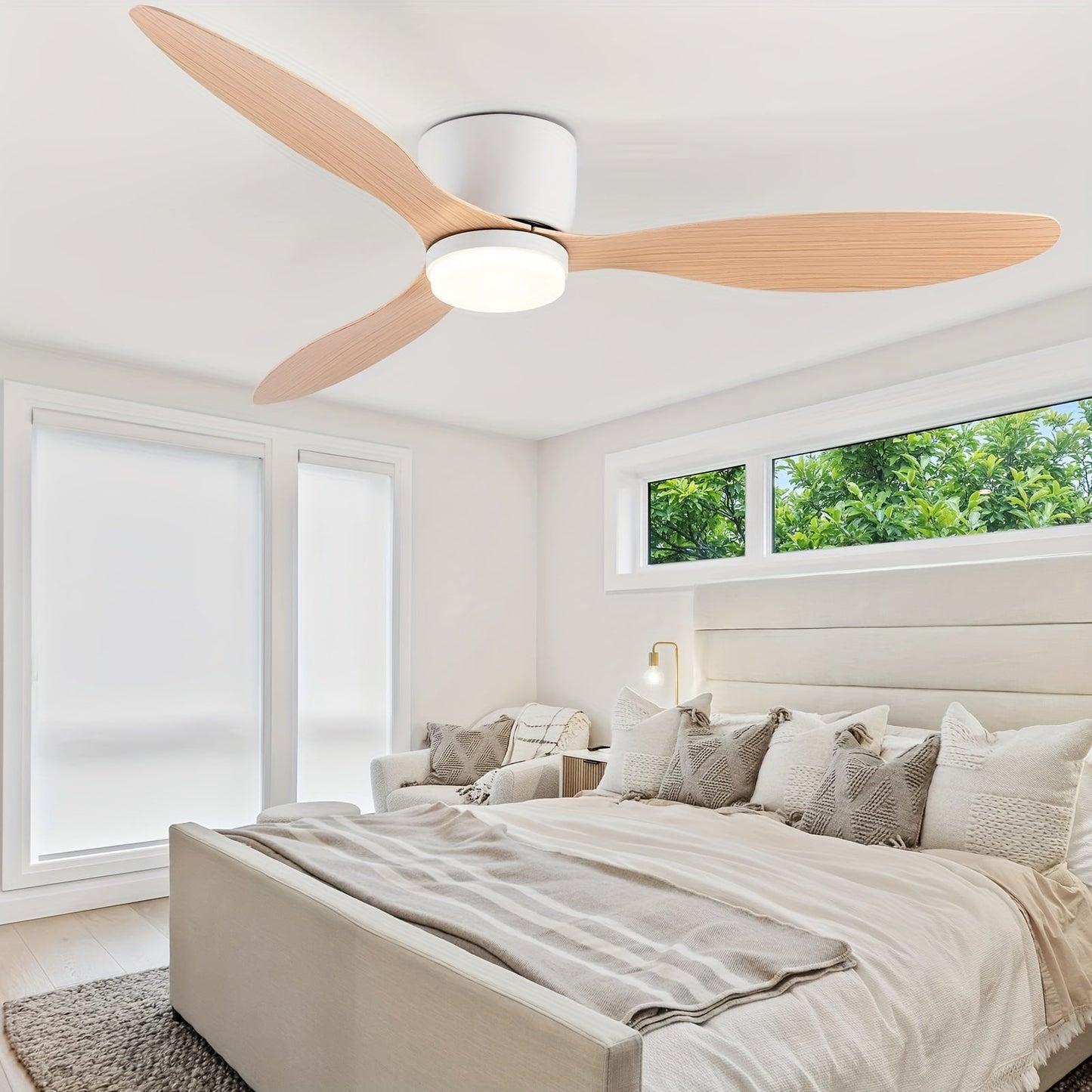 42 Inch Modern Ceiling Fan with LED Lights and Remote, 3CT Adjustable Color Temperature, 6 Wind Speeds, 3 Blades, Indoor Use for Living Room, Bedroom, Dining Room, Hardwired, 85V-265V, CY01-FAN-2