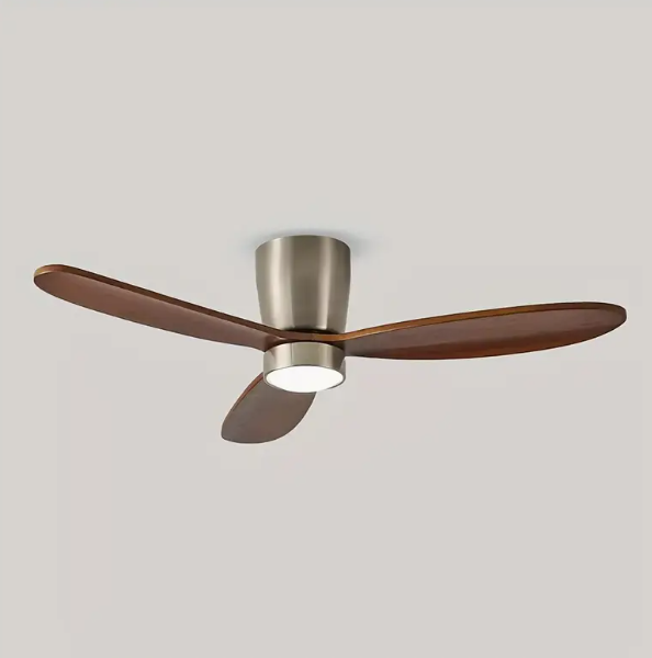 110v/220v Recessed Installation, 6-Speed, Low Profile, Reversible DC Motor, 36-Inch 3-Blade Wooden Ceiling Fan with Light for Energy-Efficient Indoor Use
