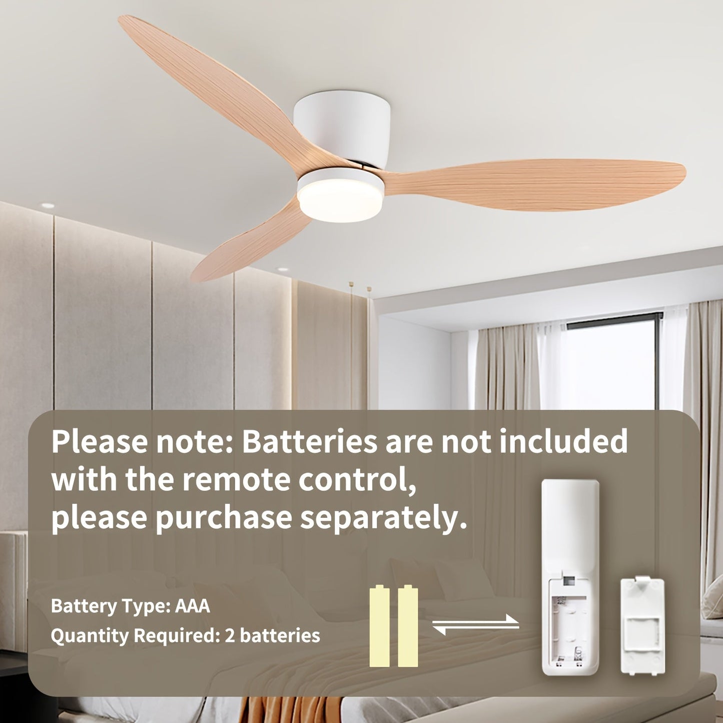 42 Inch Modern Ceiling Fan with LED Lights and Remote, 3CT Adjustable Color Temperature, 6 Wind Speeds, 3 Blades, Indoor Use for Living Room, Bedroom, Dining Room, Hardwired, 85V-265V, CY01-FAN-2