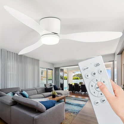 42 Inch Modern Ceiling Fan with LED Lights and Remote, 3CT Adjustable Color Temperature, 6 Wind Speeds, 3 Blades, Indoor Use for Living Room, Bedroom, Dining Room, Hardwired, 85V-265V, CY01-FAN-2